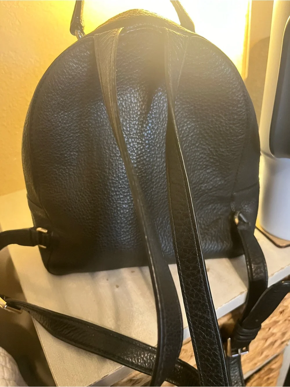 kate spade Black Pebbled Leather Mini Backpack with Gold Hardware - Picture 5 of 8